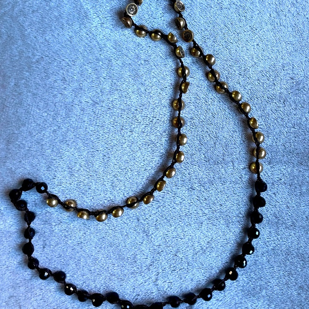 Jet and brass necklace